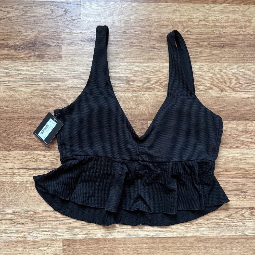 NWT Spanx Pique Longline Flounce Swim Top